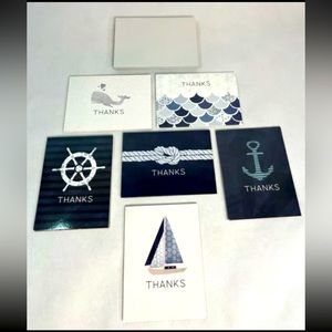 Nautical Theme Thank You Cards - 6 Designs - Gray Envs. 28 cards